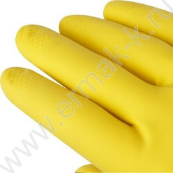Перчатки резиновые с хлопковым напылением M "Стандарт+" /супер прочные, желтые | Фото 4