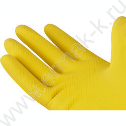 Перчатки резиновые с хлопковым напылением S "Стандарт+" /супер прочные, желтые | Фото 5