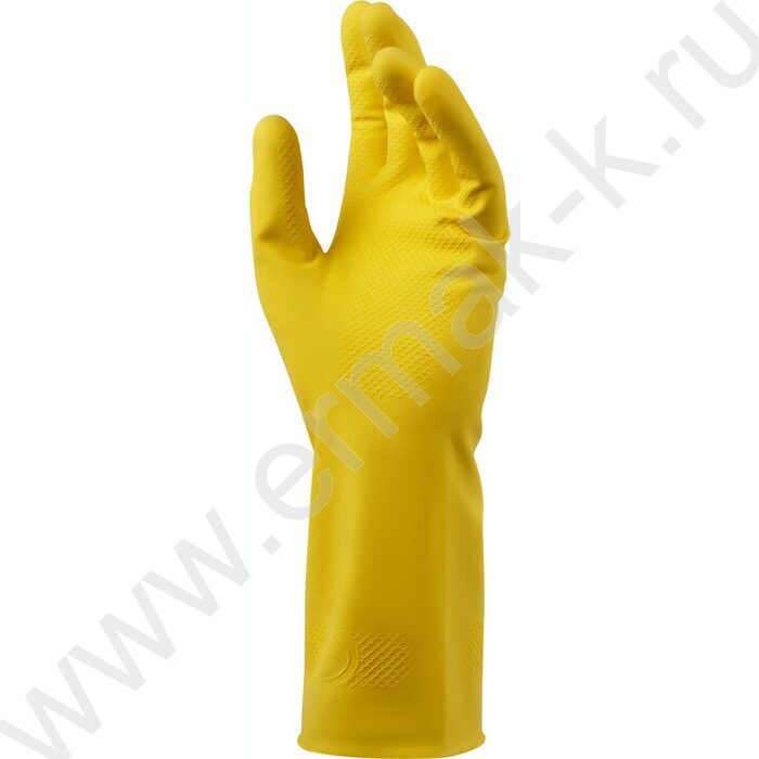 Перчатки резиновые с хлопковым напылением XL "Стандарт+" /супер прочные, желтые | Фото 1