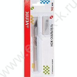 Нож-скальпель канцелярский  с перовым лезвием, серебристый /+2 запас. лезвия | Фото 1