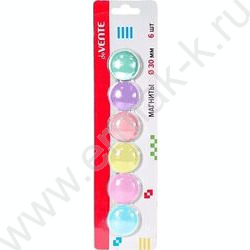 Магнит д/белой доски 30мм /6шт пастельные цвета ассорти "Pastel" /блистер | Фото 1