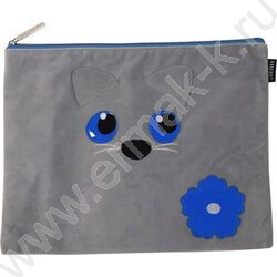 Папка д/тетрадей А4 33x24см "Крошка Енот" бархатная ткань, ушки, на молнии | Фото 1