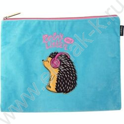 Папка д/тетрадей А4 33x24см "Music Hedgehog" бархатная ткань, на молнии | Фото 1