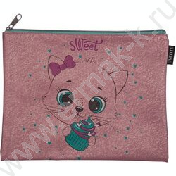 Папка д/тетрадей А5 24,5x20см "Sweet Kitty" перламутровая антивандальная искус. кожа, на молнии | Фото 1