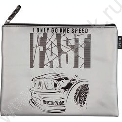 Папка д/тетрадей A5 24,5x20см "Fast" серебристая искусственная кожа, на молнии сверху | Фото 1