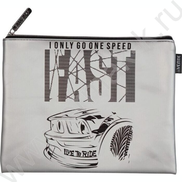 Папка д/тетрадей A5 24,5x20см "Fast" серебристая искусственная кожа, на молнии сверху | Фото 1