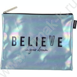 Папка д/тетрадей A5 26x20см "BELIEVE" искусственная кожа, на молнии сверху | Фото 1