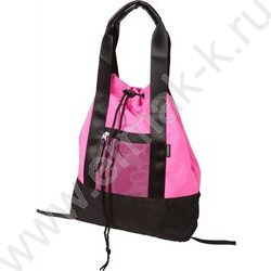 Сумка-рюкзак нейлон и полиэстер, на утяжке, с ручками и лямками /неоновый розовый с черным | Фото 1