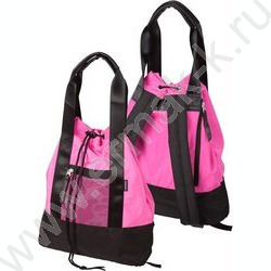Сумка-рюкзак нейлон и полиэстер, на утяжке, с ручками и лямками /неоновый розовый с черным | Фото 2