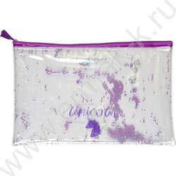 Папка-конверт на молнии A4 (330*220мм) "Glitter Dream" /прозр. ПВХ с печатью и конфетти /ассорти | Фото 2