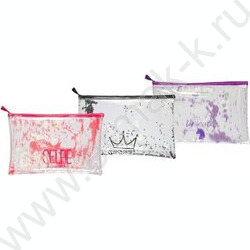 Папка-конверт на молнии A4 (330*220мм) "Glitter Dream" /прозр. ПВХ с печатью и конфетти /ассорти | Фото 3