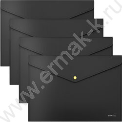 Папка-конверт на кнопке А4 Matt Accent черная с неоновой кнопкой /цвет кнопки ассорти | Фото 1