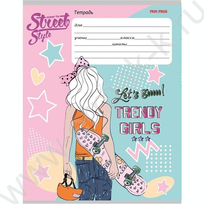 Тетрадь  12л линейка косая "Стильные девчонки" ассорти | Фото 2