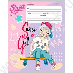 Тетрадь  12л линейка косая "Стильные девчонки" ассорти | Фото 3