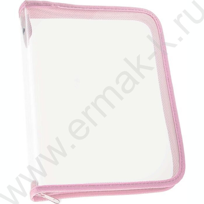 Папка д/тетрадей А5 пластик молния вокруг прозр. пластик розовая б/цв | Фото 1