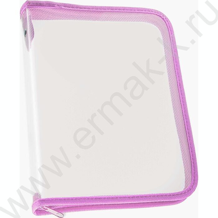 Папка д/тетрадей А5 пластик молния вокруг прозр. пластик сиреневая б/цв | Фото 1