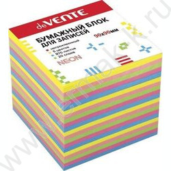 Бумага д/записей  90*90мм /870л 5 неоновых цветов, 20 слоев, 80 г/м² | Фото 1