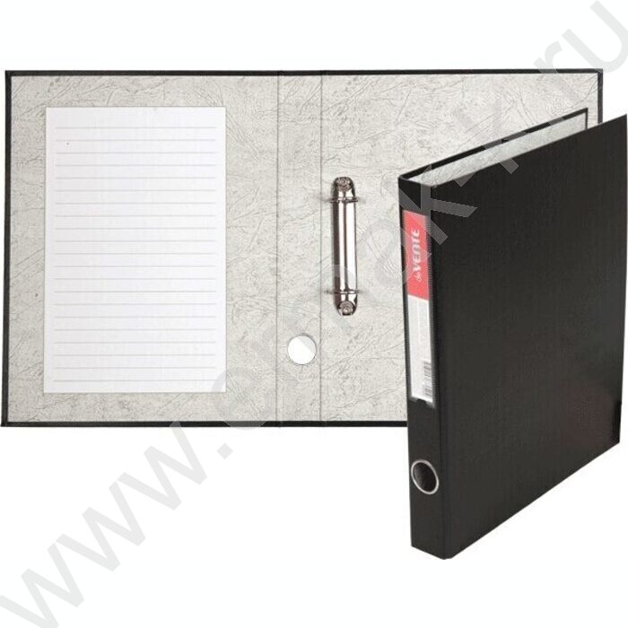 Папка 2 кольца PP /черная /Ø колец 30мм | Фото 2