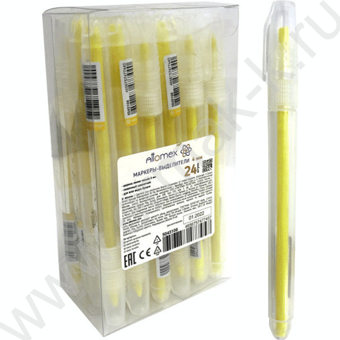 Текстовыделитель /желтый/ 1-4мм косой, с клипом | Фото 1