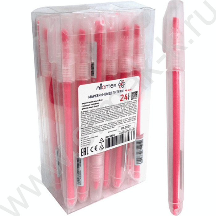 Текстовыделитель /розовый/ 1-4мм косой, с клипом | Фото 1