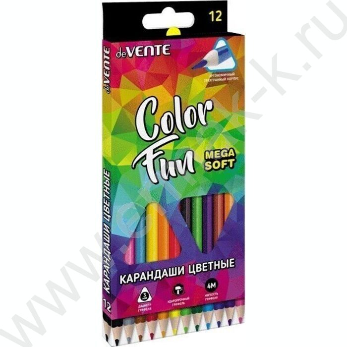 Карандаши  12цв Color Fun /трехгранные/ 4М, d грифеля-3мм, к/кор | Фото 1