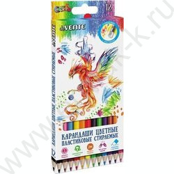 Карандаши пластиковые 12цв Rewrite /шестигранные / 2М, d грифеля-3мм / с ластиком / к/кор | Фото 1