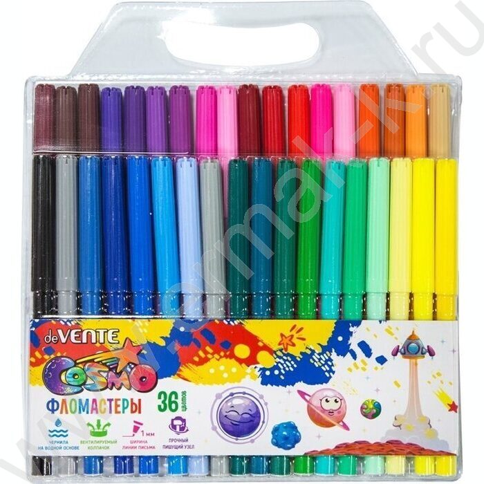 Фломастеры  36цв Cosmo вентилируемый колпачок, блистер европодвес | Фото 1