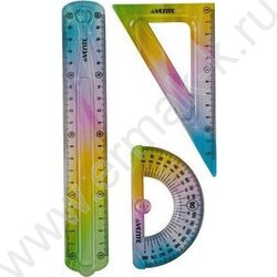 Геометрический набор 3предм малый "Rainbow Flex" /полупрозрачный радужный пластик /блистер | Фото 1