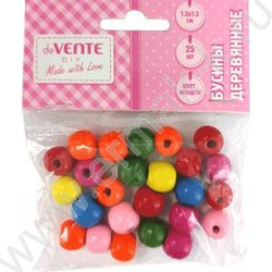 Бусины деревянные 13*13мм, 25шт /ассорти цветов /блистер | Фото 1