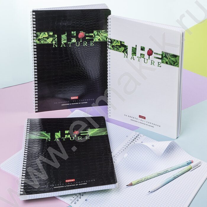 Тетрадь  96л А4 клетка/спираль "Nature" тиснение CROCO ассорти | Фото 9