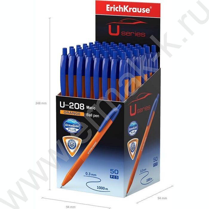 Ручка шар авт U-208 Matic Orange 1.0мм, синяя /корпус-треугольный, оранжевый | Фото 4