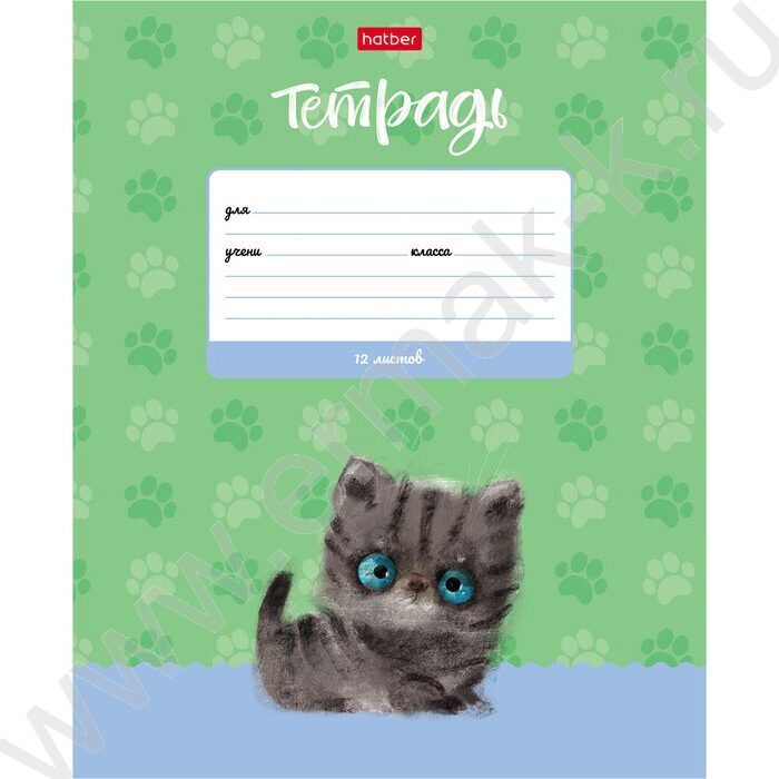 Тетрадь  12л линейка "Кошарики" 5видов | Фото 1