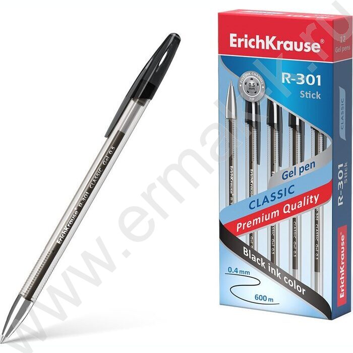Ручка гелевая черная 0,5мм R-301 Classic Gel Stick | Фото 2