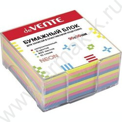 Бумага д/записей  9*9*5см пласт/бокс, цветной 80 г/м²,  /5 неоновых цветов, 10 слоев | Фото 1