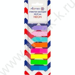 Набор самокл. этикеток-закладок 12*45мм /25л*8цв неон пластик полупр. пл.блистер европодвес | Фото 1