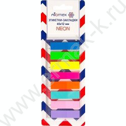 Набор самокл. этикеток-закладок 12*45мм /25л*8цв неон пластик полупр. пл.блистер европодвес | Фото 1