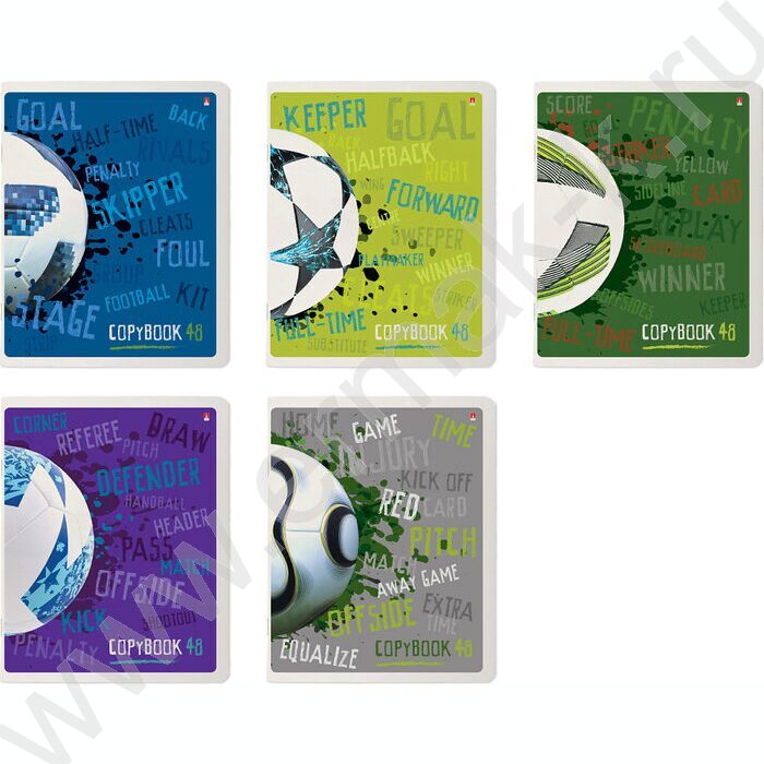 Тетрадь  48л клетка "Футбол" 5видов | Фото 1