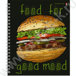 Тетрадь  48л А5+ клетка/спираль "Food in black" ассорти | Фото 2