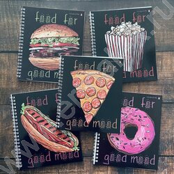 Тетрадь  48л А5+ клетка/спираль "Food in black" ассорти | Фото 8