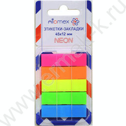Набор самокл. этикеток-закладок 12*45мм /30л*5цв пластик полупр. в диспенсере Z-сложение | Фото 1