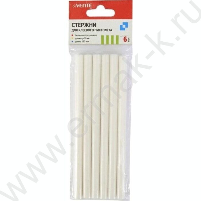 Стержни для клеевого пистолета  6шт 11мм непрозрачные белые длина 180мм / картон. европодвес | Фото 1