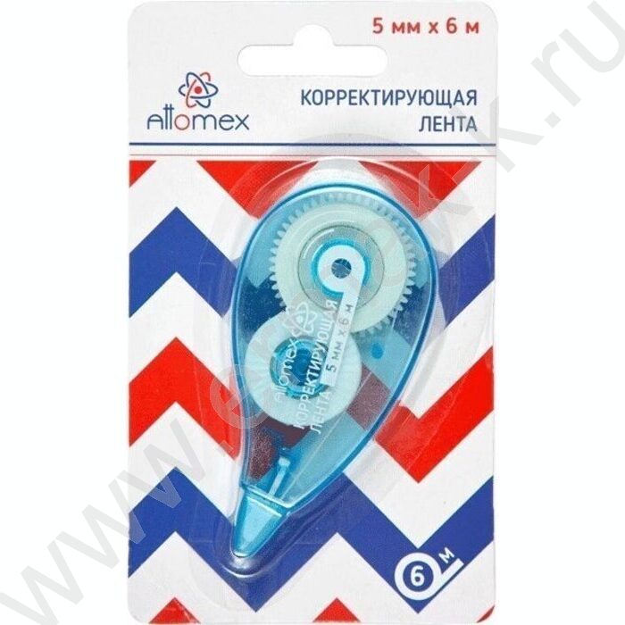 Корректирующая лента 5мм* 6м синий прозрачный корпус, фронтальный аппликатор блистер | Фото 2