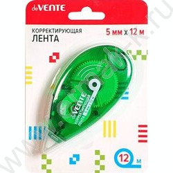 Корректирующая лента 5мм*12м зеленый полупрозрачный корпус, фронтальный аппликатор, блистер | Фото 1