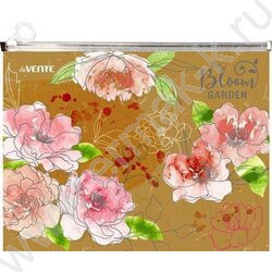 Папка-конверт на молнии А5 с расширением "Bloom Garden" /фактура крафт-имитация с рисунком, 180м | Фото 2
