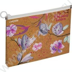 Папка-конверт на молнии А5 с расширением "Bloom Garden" /фактура крафт-имитация с рисунком, 180м | Фото 1
