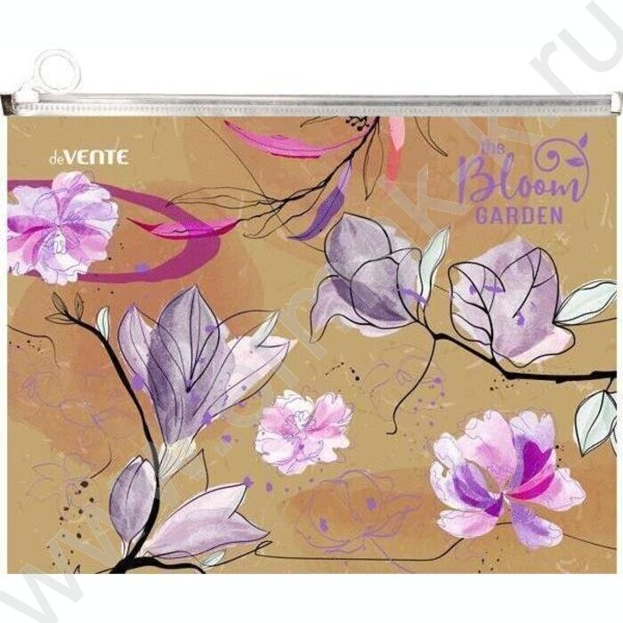 Папка-конверт на молнии А5 с расширением "Bloom Garden" /фактура крафт-имитация с рисунком, 180м | Фото 2
