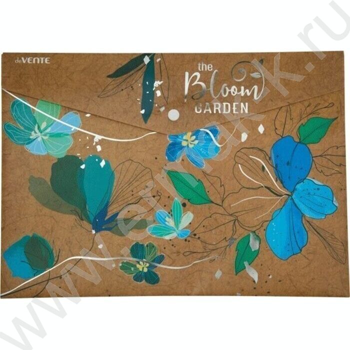 Папка-конверт на кнопке А4 "Bloom Garden"  фактура крафт-имитация с рисунком, 180мкм | Фото 1