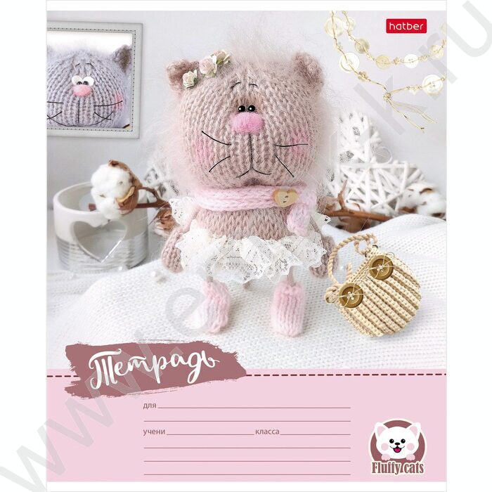 Тетрадь  12л линейка узкая "Уютные котики" 5видов | Фото 1