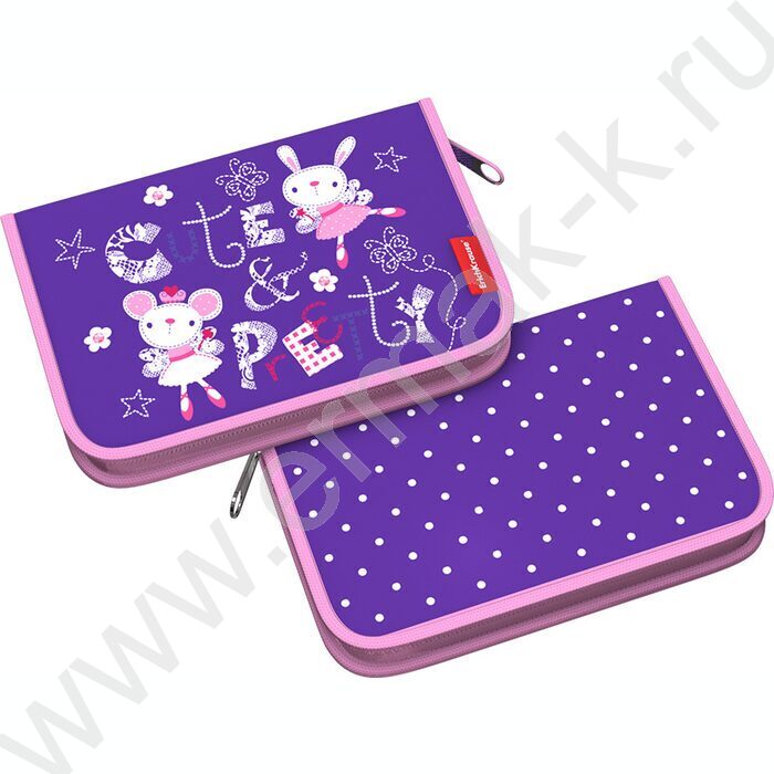 Пенал с/наполн. 1молния 135*205*30мм "Cute&Pretty" /18 предметов /сиреневый | Фото 1