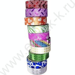 Клейкая лента декоративная 1,5*3 Блестящая с рисунком /цвет ассорти, микс дизайнов | Фото 1